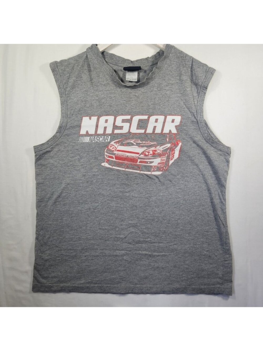 NASCAR Mens Heather Gray Graphic Muscle Tee Sleeveless Shirt XL